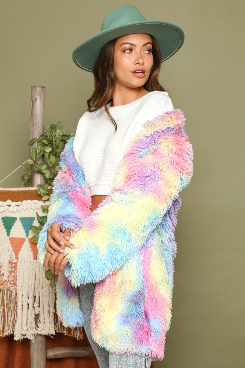 Rainbow's On The Horizon Fur Coat-FINAL SALE