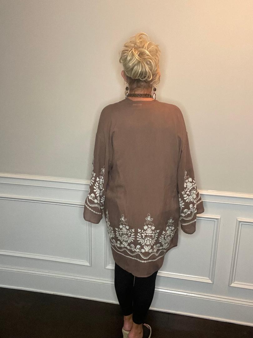 Alli's Embroidered Floral Vine Kimono