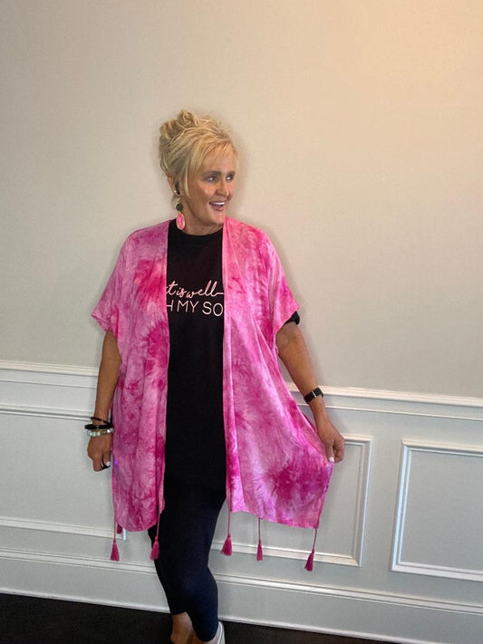 Kays Pink Tie Dyed Kimono