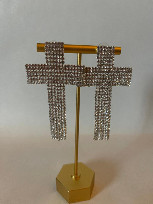 Bling Cross Earrings