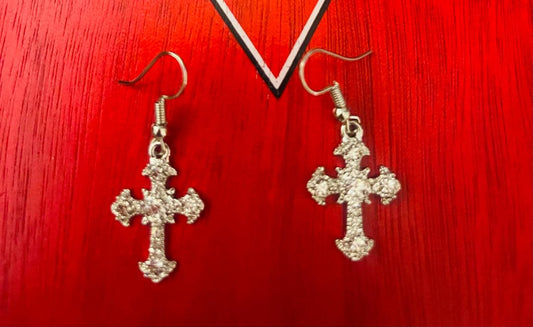 Small Bling Cross Earrings