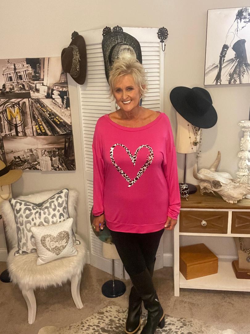 Love Is In The Air Leopard Heart Top